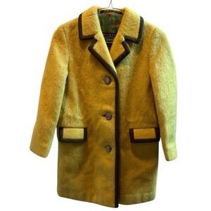 Vintage Lodenfrey 60s Austrian Yellow Loden Wool Mohair Coat Petite XXS/Kids 12